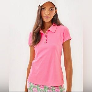 LILLY PULITZER
UPF 50+ Luxletic Frida Scallop Polo Top pink size L